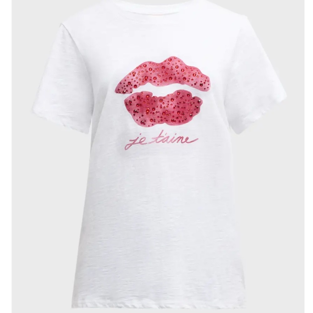 Cinq a Sept kiss T shirt beaded with crystals